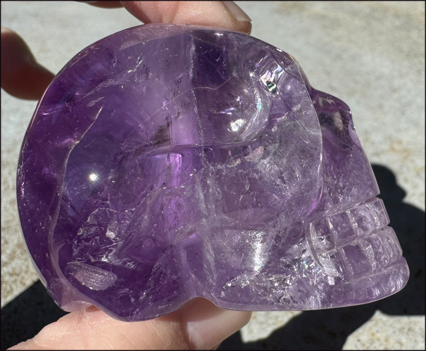 Grape Purple AMETHYST Crystal Skull with Phantoms, Rainbows