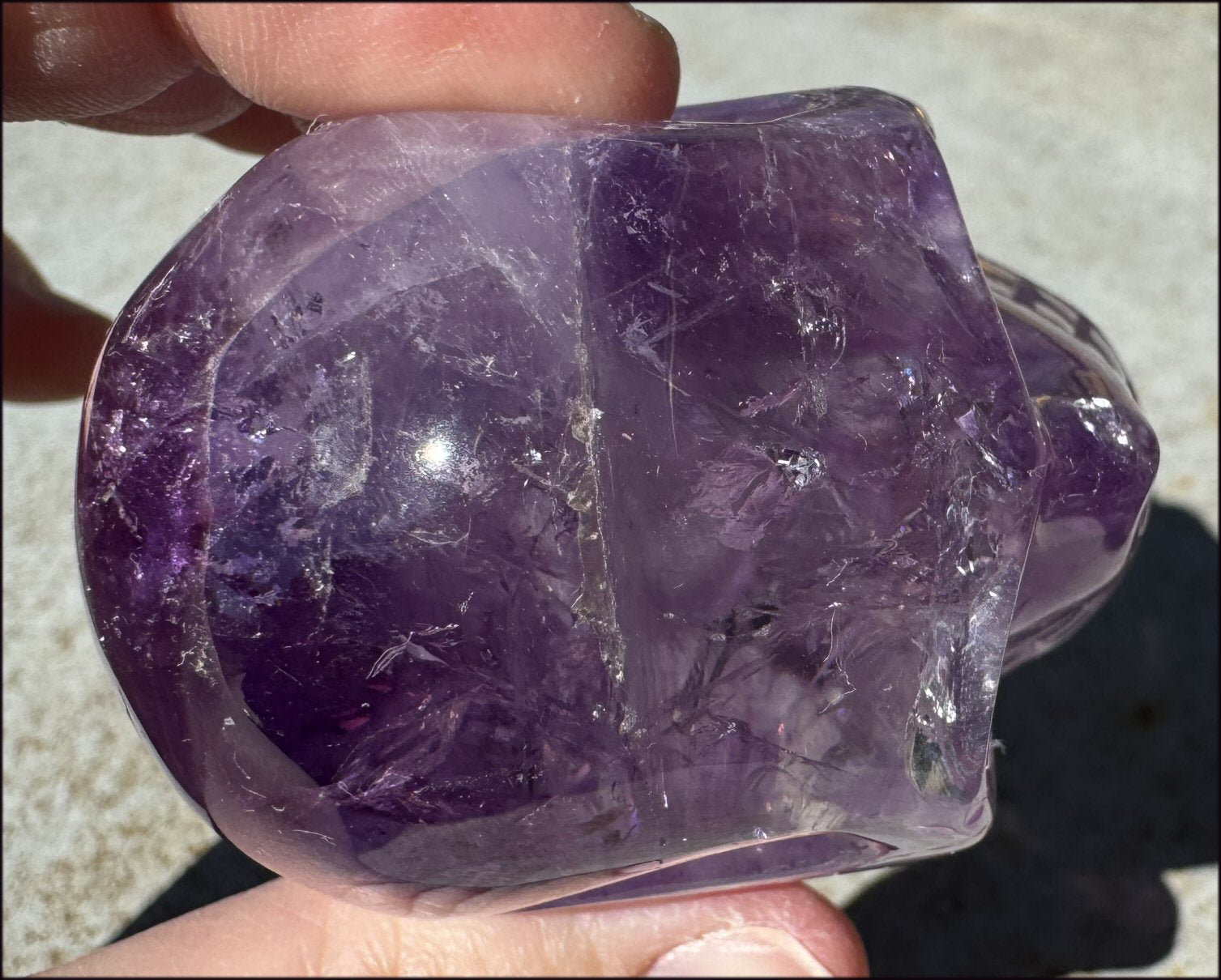 Grape Purple AMETHYST Crystal Skull with Phantoms, Rainbows