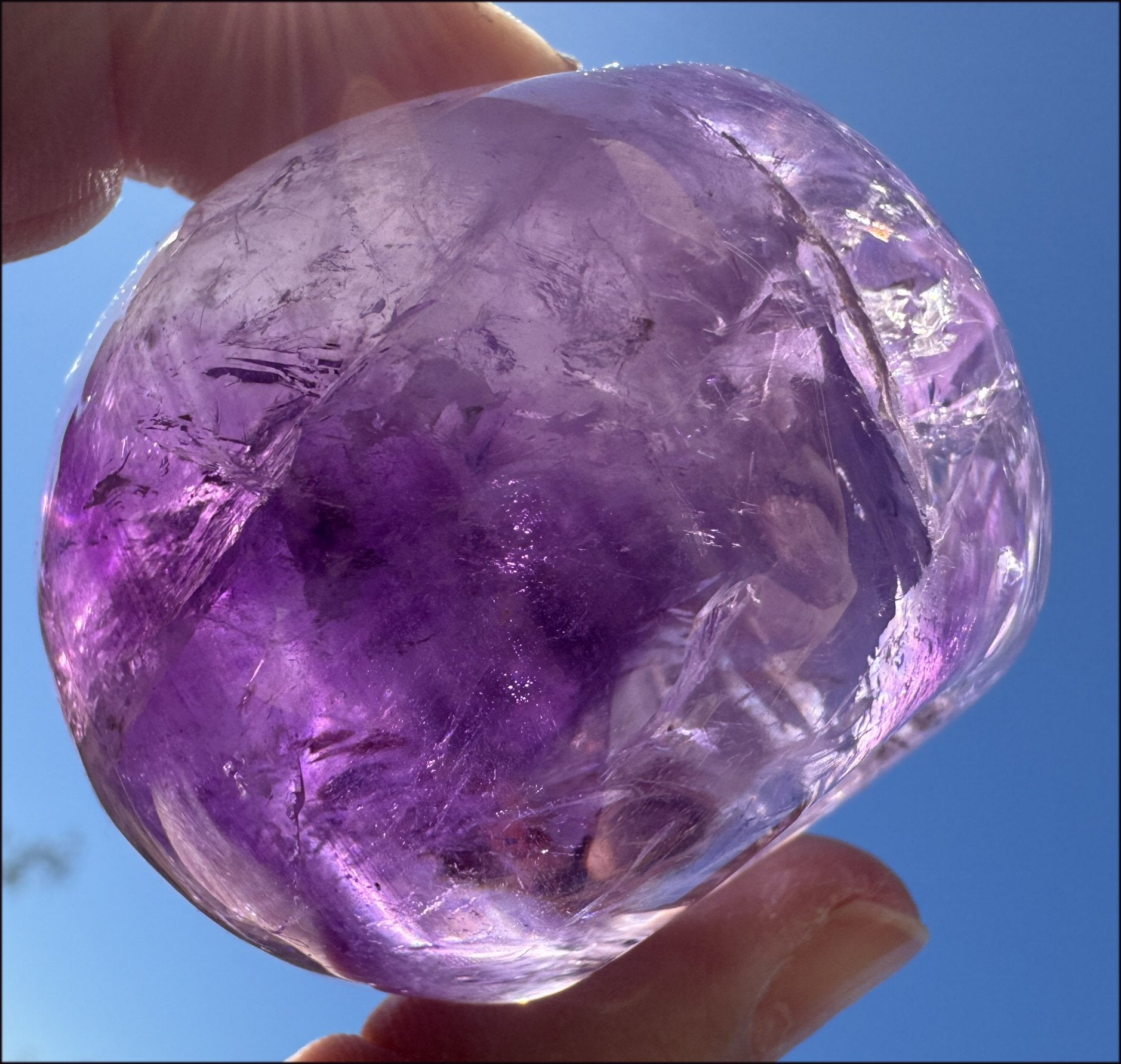 Grape Purple AMETHYST Crystal Skull with Phantoms, Rainbows