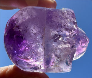 Grape Purple AMETHYST Crystal Skull with Phantoms, Rainbows