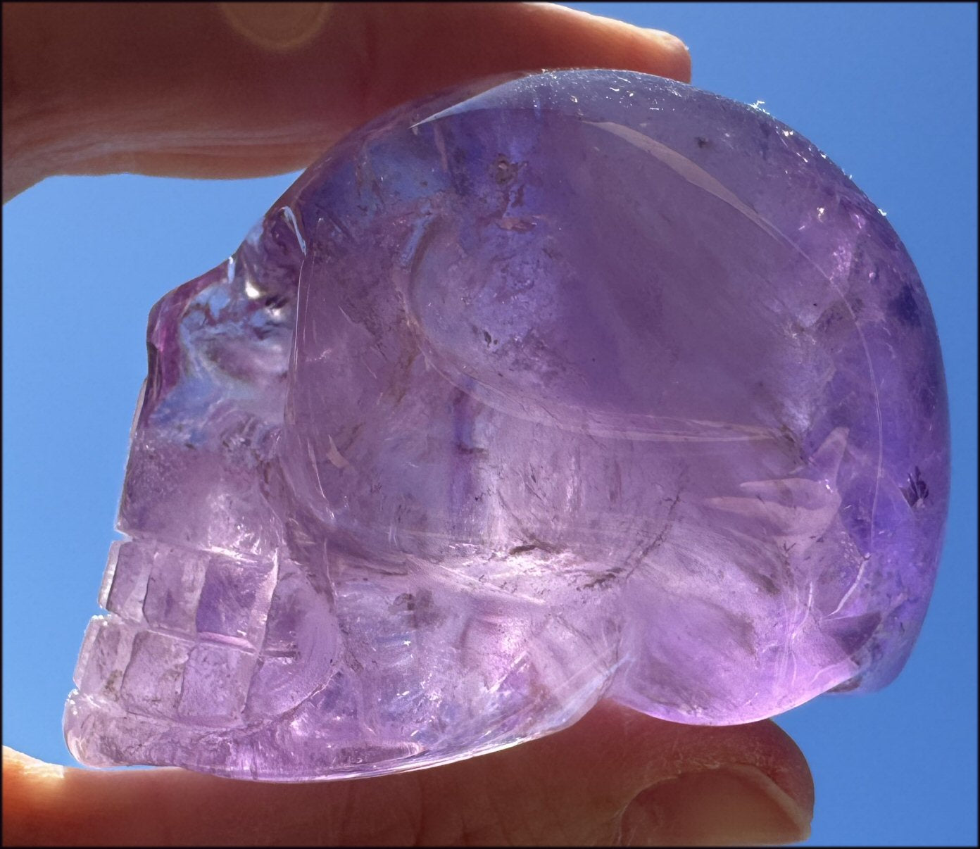 Grape Purple AMETHYST Crystal Skull with Phantoms, Rainbows