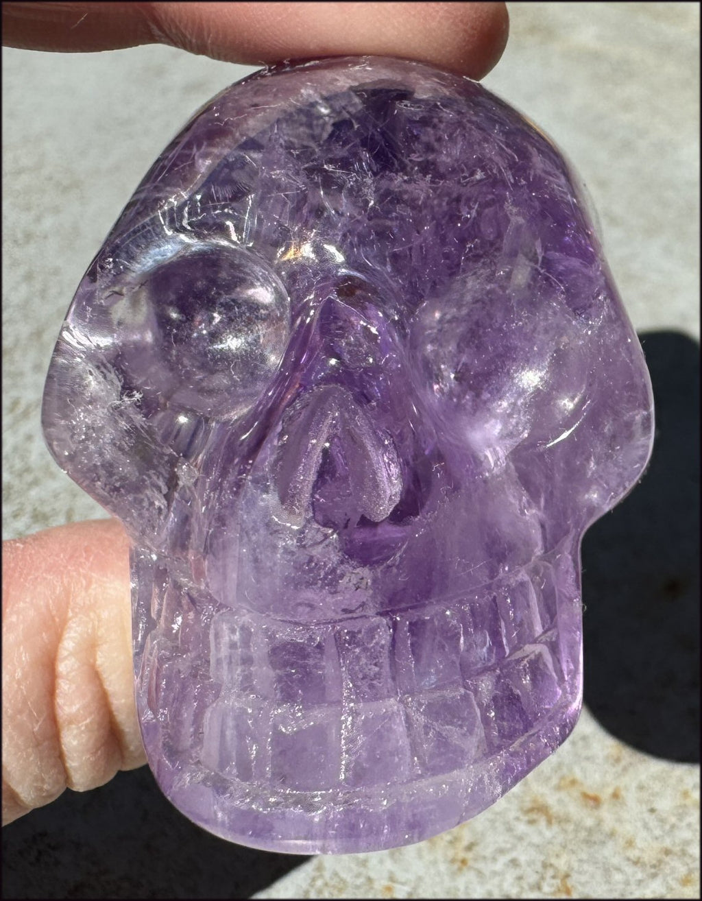 Grape Purple AMETHYST Crystal Skull with Phantoms, Rainbows