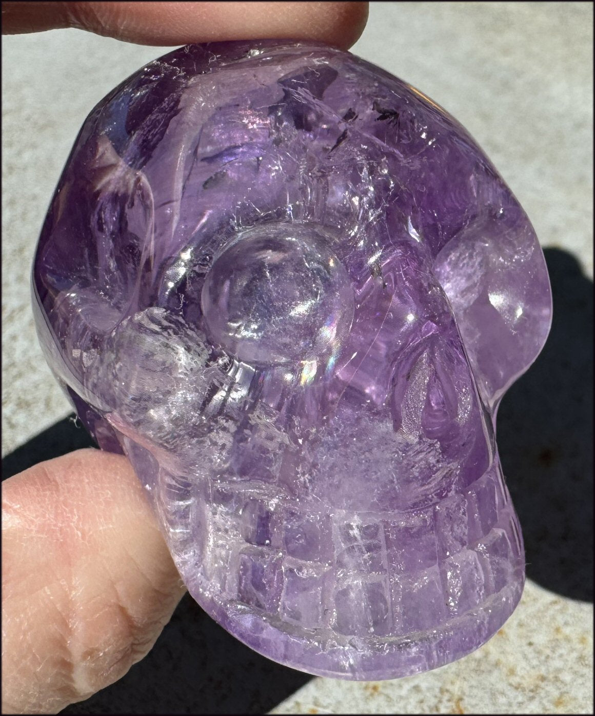 Grape Purple AMETHYST Crystal Skull with Phantoms, Rainbows