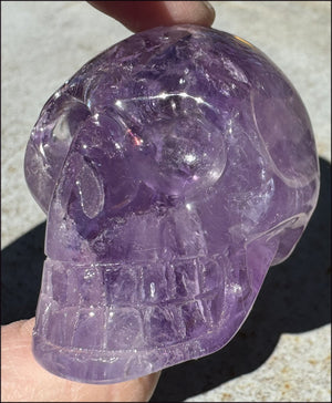 Grape Purple AMETHYST Crystal Skull with Phantoms, Rainbows