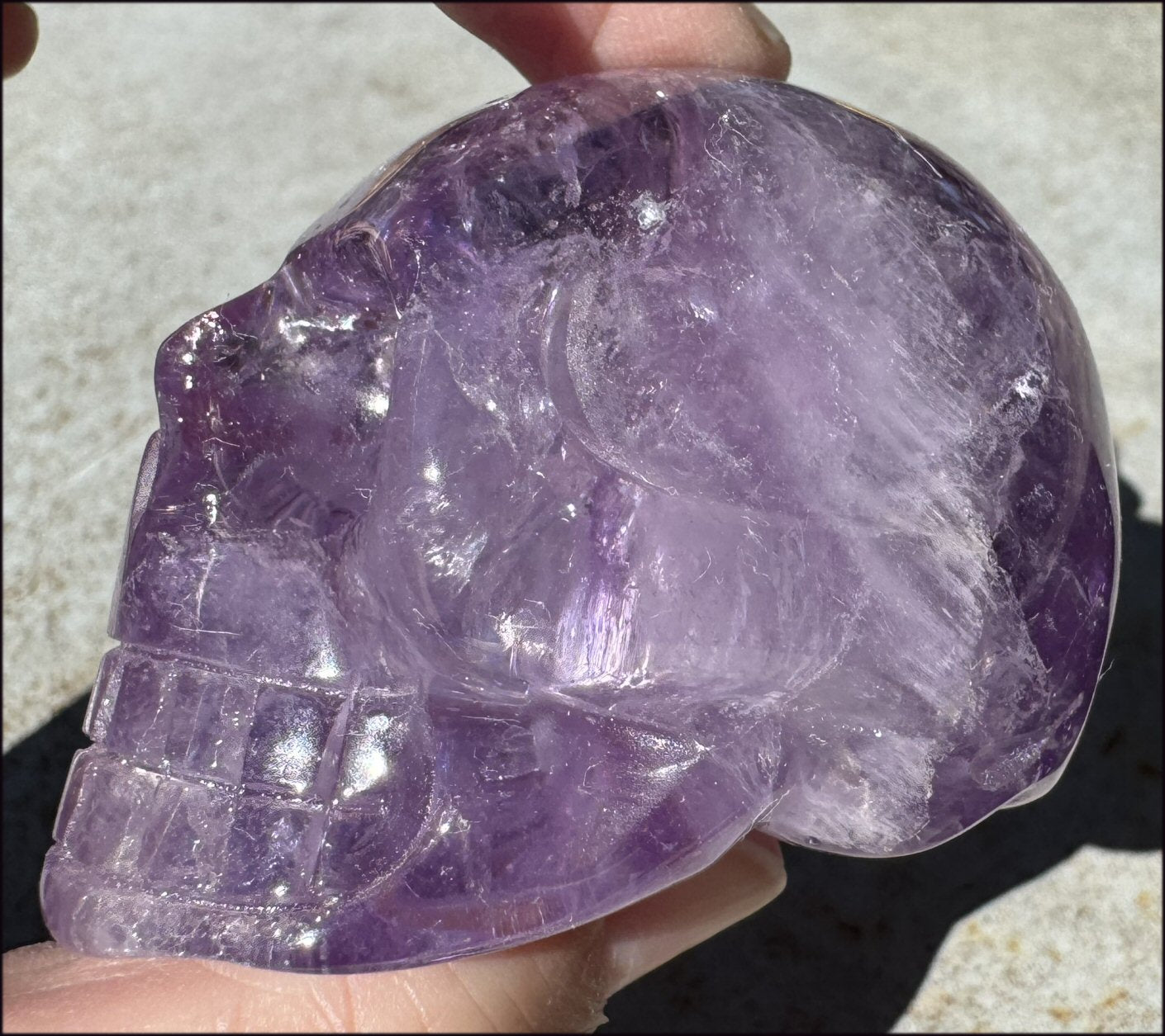 Grape Purple AMETHYST Crystal Skull with Phantoms, Rainbows