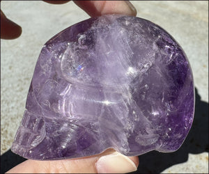 Grape Purple AMETHYST Crystal Skull with Phantoms, Rainbows