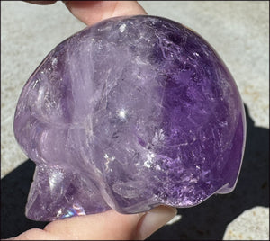 Grape Purple AMETHYST Crystal Skull with Phantoms, Rainbows