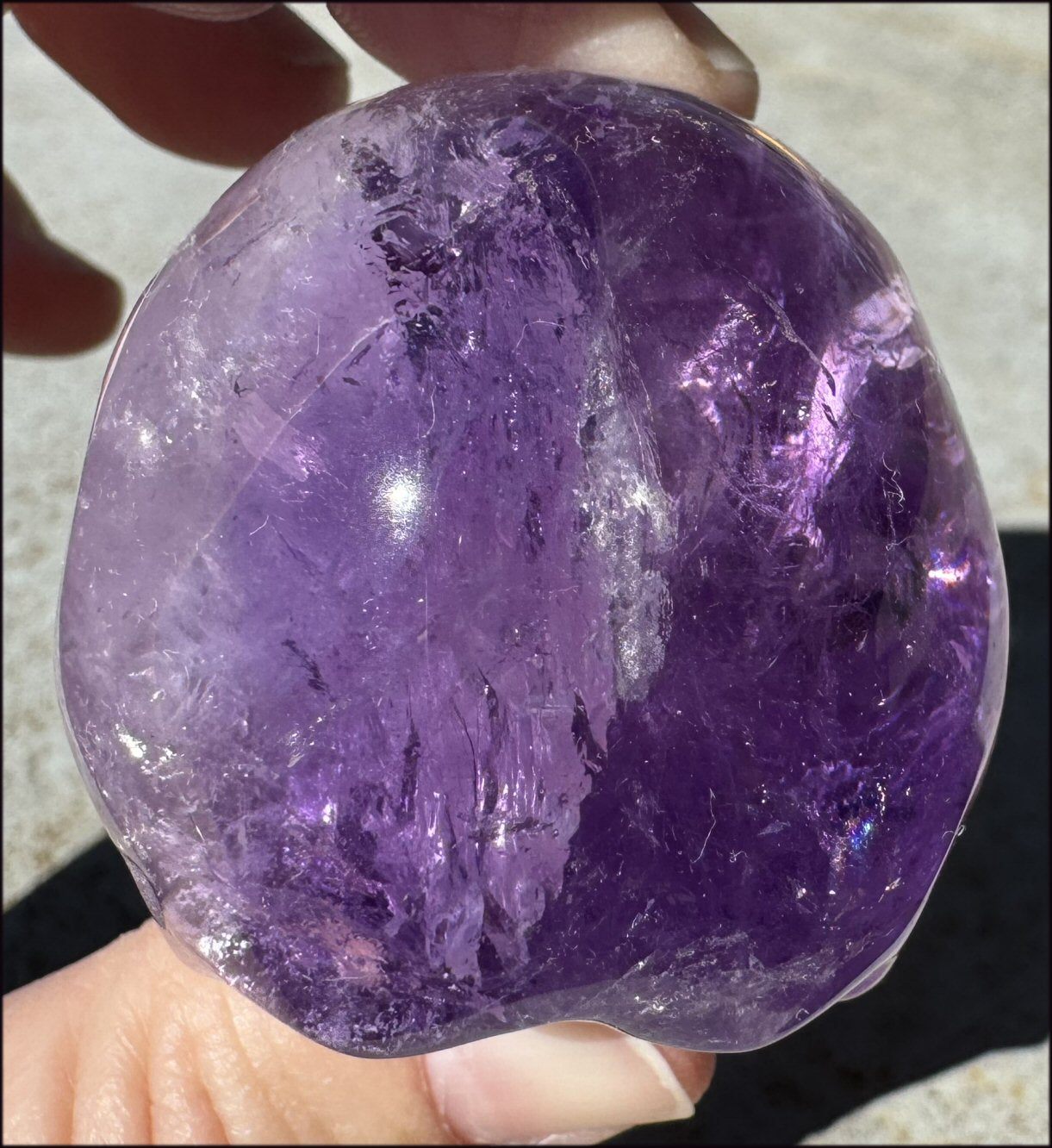 Grape Purple AMETHYST Crystal Skull with Phantoms, Rainbows