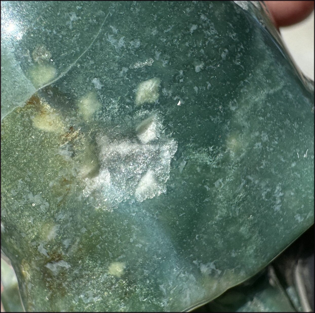 Lg. Moss Agate CRYSTAL SKULL - Decrease Stress, Increase Positivity!