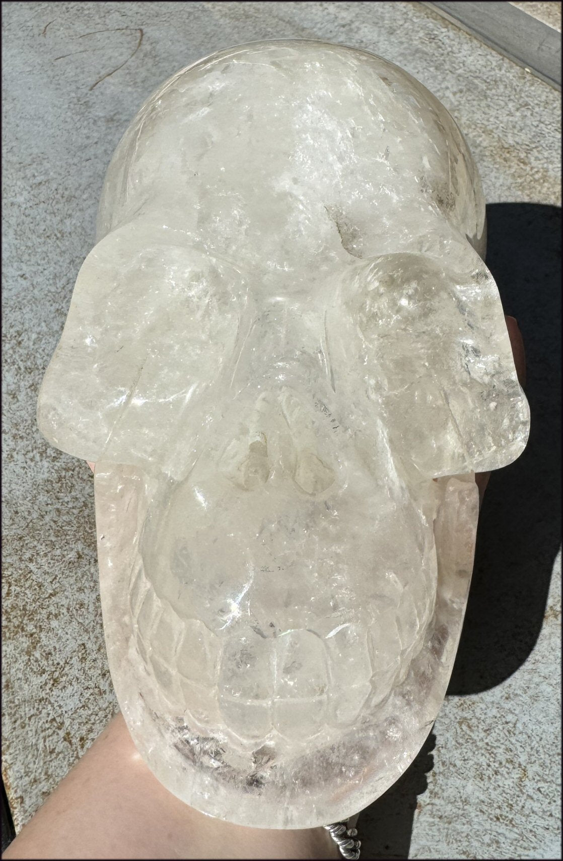 LifeSize Himalayan Quartz Crystal Skull with Multi-Colored Hematite, Fantastic Shimmery Rainbows! - Just over 8lbs