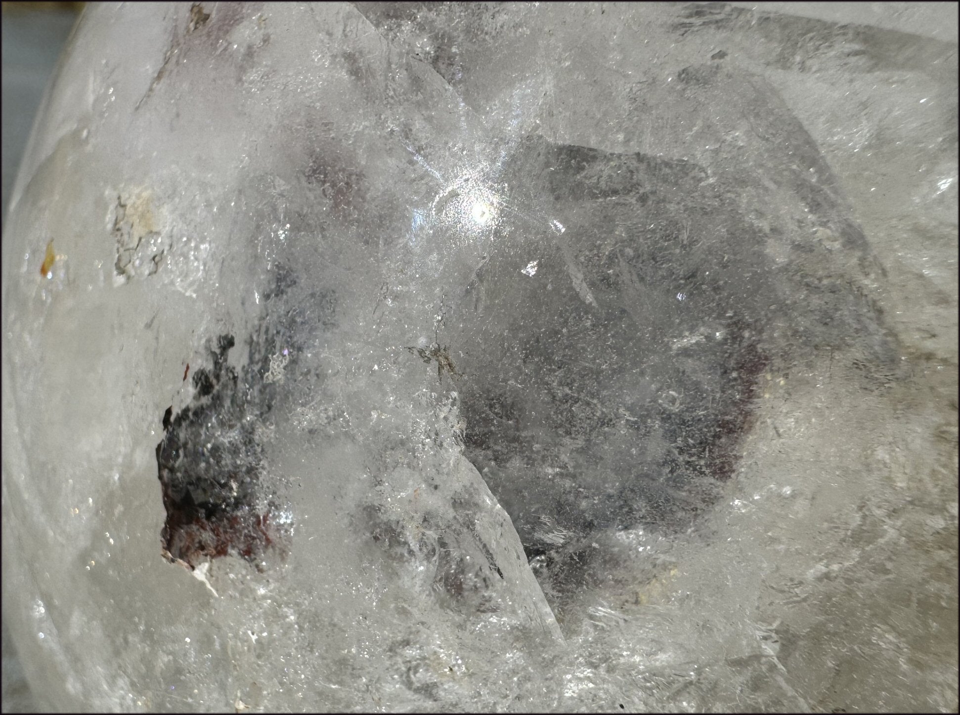 LifeSize Himalayan Quartz Crystal Skull with Multi-Colored Hematite, Fantastic Shimmery Rainbows! - Just over 8lbs