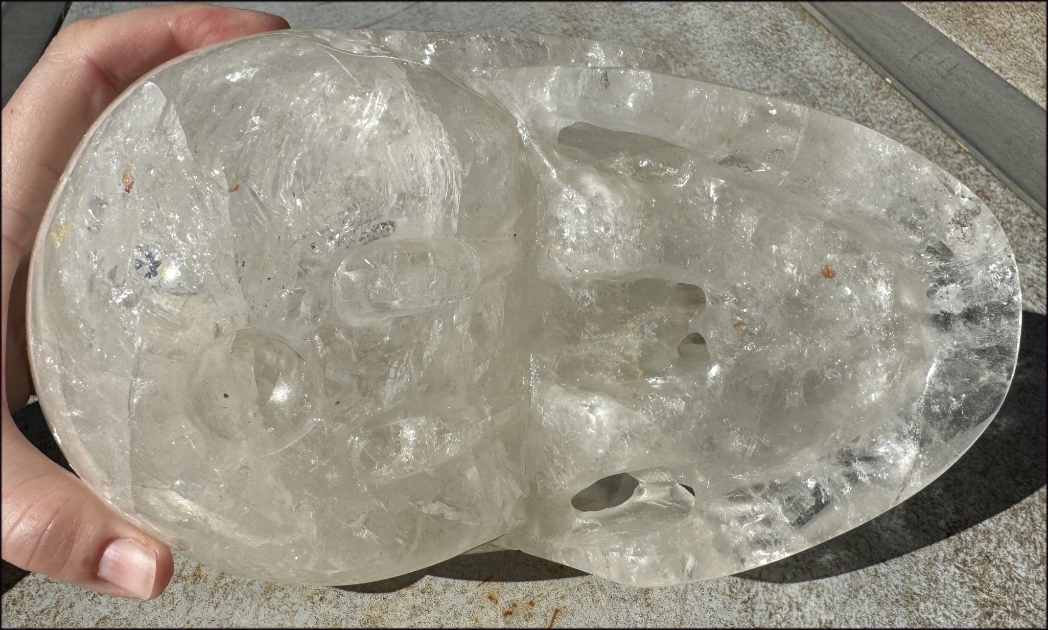 LifeSize Himalayan Quartz Crystal Skull with Multi-Colored Hematite, Fantastic Shimmery Rainbows! - Just over 8lbs