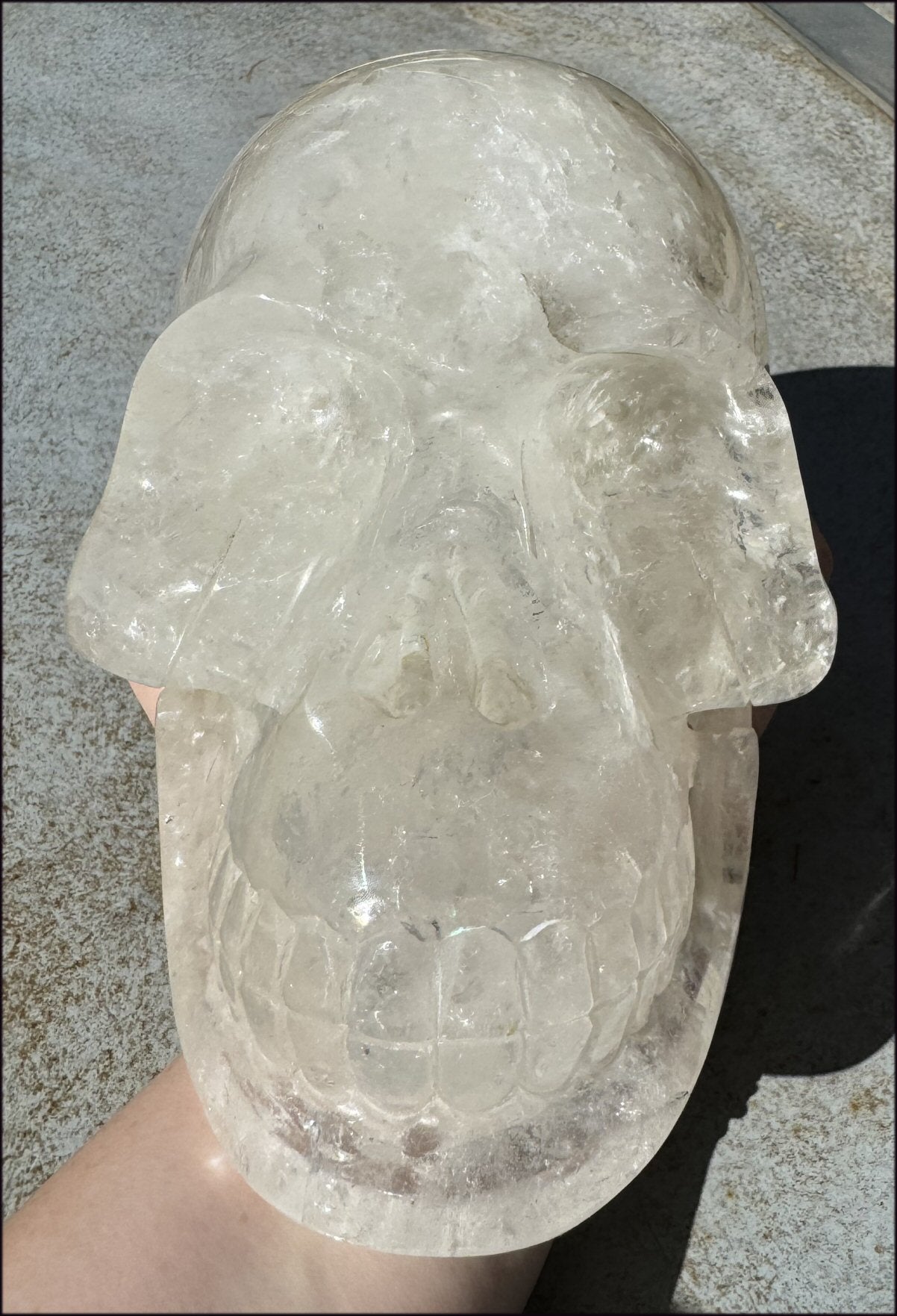 LifeSize Himalayan Quartz Crystal Skull with Multi-Colored Hematite, Fantastic Shimmery Rainbows! - Just over 8lbs