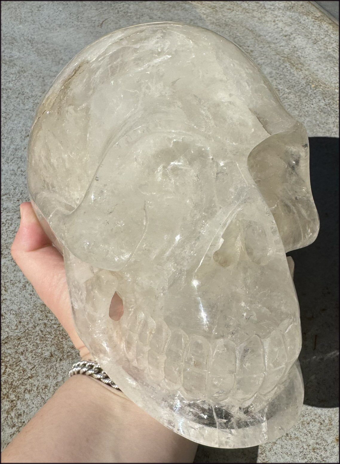 LifeSize Himalayan Quartz Crystal Skull with Multi-Colored Hematite, Fantastic Shimmery Rainbows! - Just over 8lbs