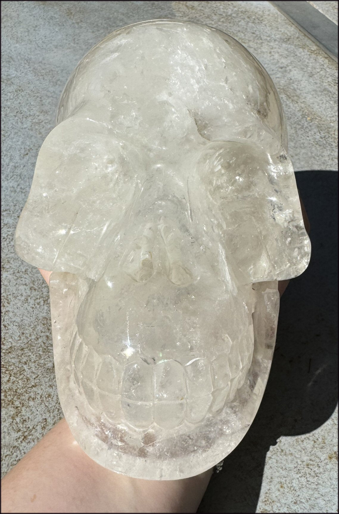 LifeSize Himalayan Quartz Crystal Skull with Multi-Colored Hematite, Fantastic Shimmery Rainbows! - Just over 8lbs