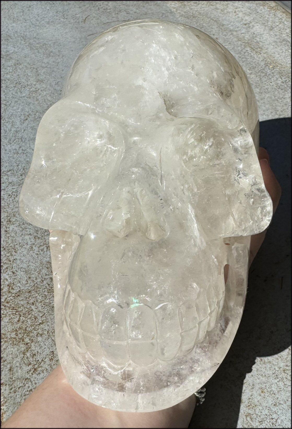 LifeSize Himalayan Quartz Crystal Skull with Multi-Colored Hematite, Fantastic Shimmery Rainbows! - Just over 8lbs