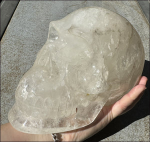 LifeSize Himalayan Quartz Crystal Skull with Multi-Colored Hematite, Fantastic Shimmery Rainbows! - Just over 8lbs