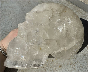 LifeSize Himalayan Quartz Crystal Skull with Multi-Colored Hematite, Fantastic Shimmery Rainbows! - Just over 8lbs