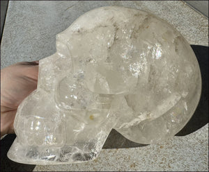 LifeSize Himalayan Quartz Crystal Skull with Multi-Colored Hematite, Fantastic Shimmery Rainbows! - Just over 8lbs