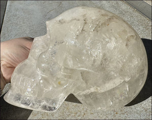 LifeSize Himalayan Quartz Crystal Skull with Multi-Colored Hematite, Fantastic Shimmery Rainbows! - Just over 8lbs