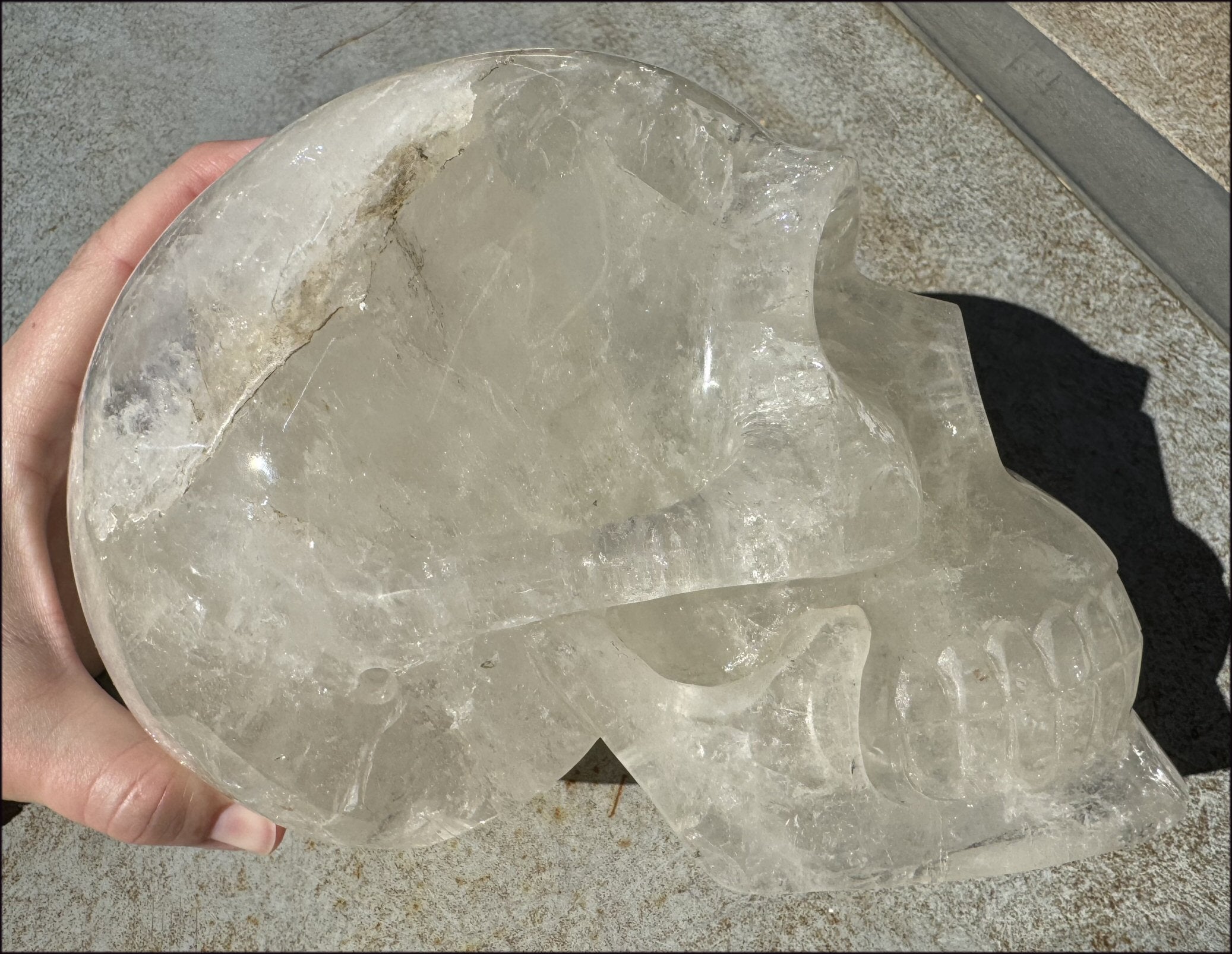 LifeSize Himalayan Quartz Crystal Skull with Multi-Colored Hematite, Fantastic Shimmery Rainbows! - Just over 8lbs