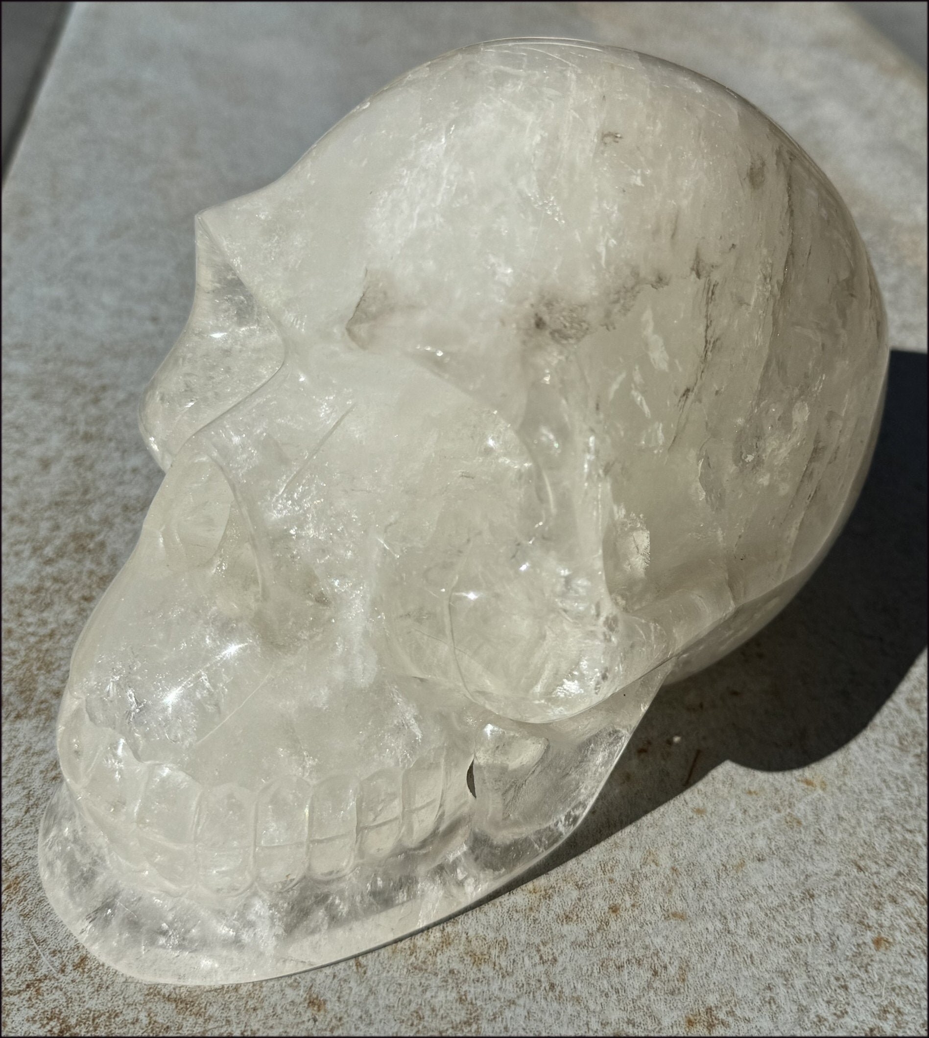 LifeSize Himalayan Quartz Crystal Skull with Multi-Colored Hematite, Fantastic Shimmery Rainbows! - Just over 8lbs