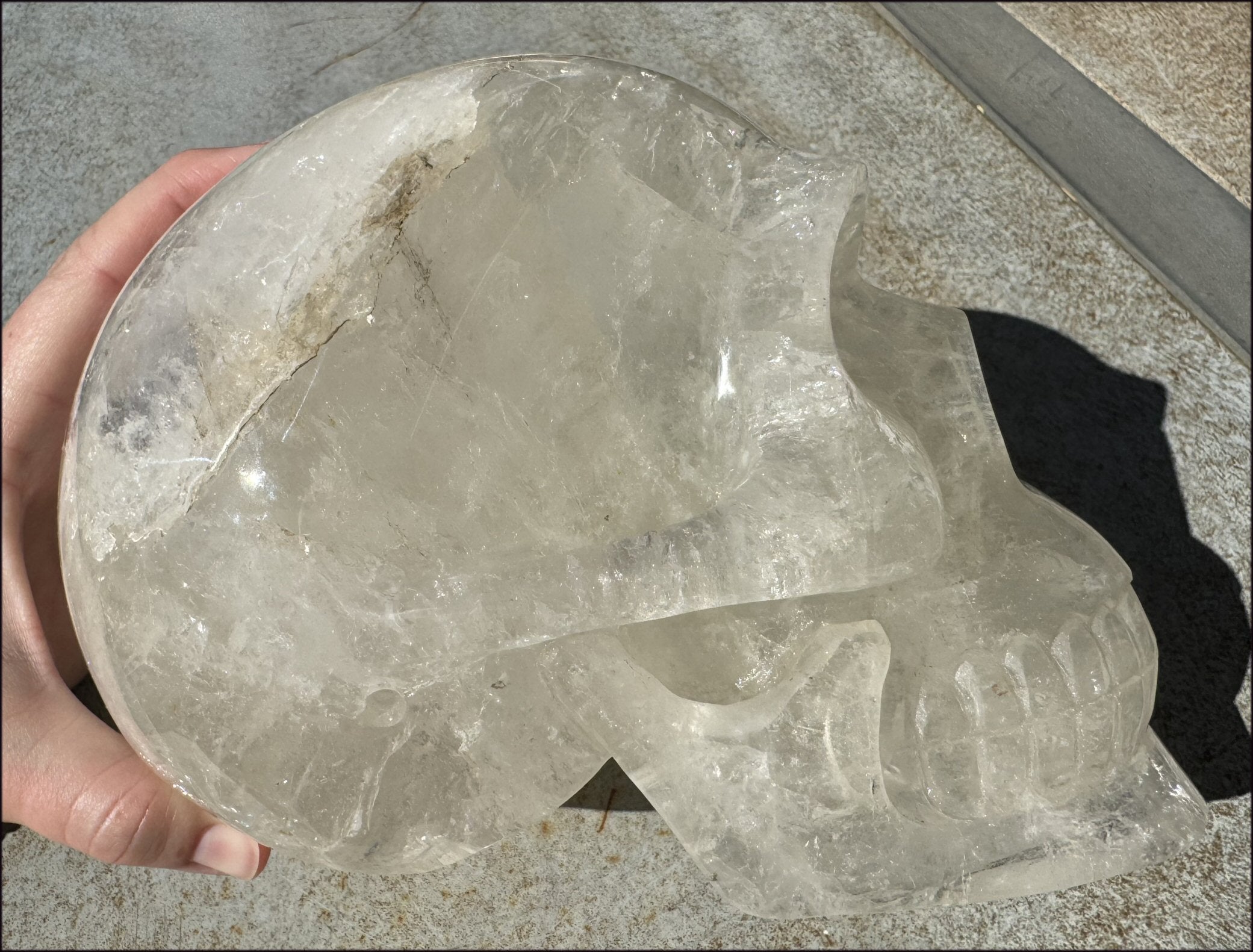 LifeSize Himalayan Quartz Crystal Skull with Multi-Colored Hematite, Fantastic Shimmery Rainbows! - Just over 8lbs