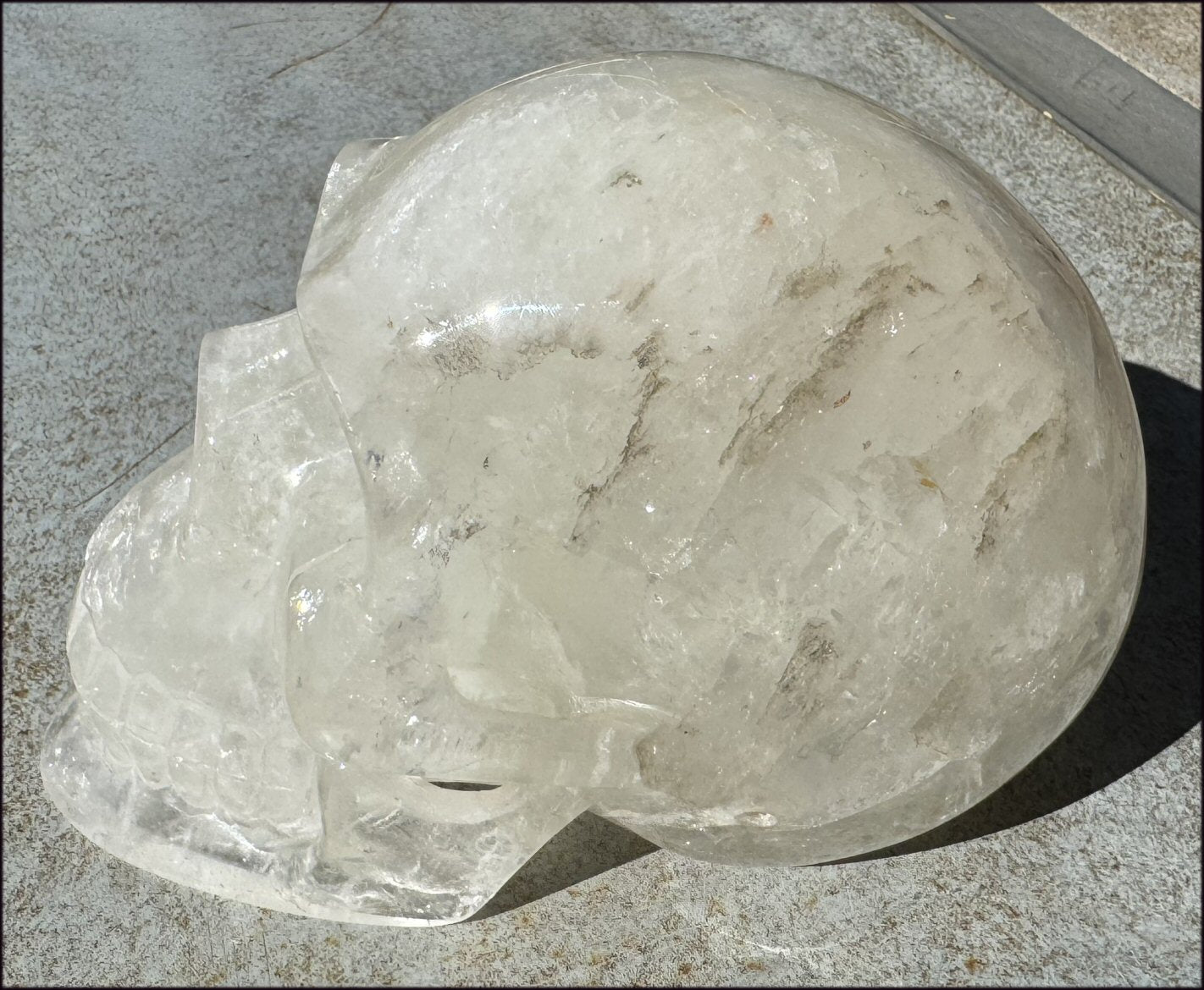 LifeSize Himalayan Quartz Crystal Skull with Multi-Colored Hematite, Fantastic Shimmery Rainbows! - Just over 8lbs