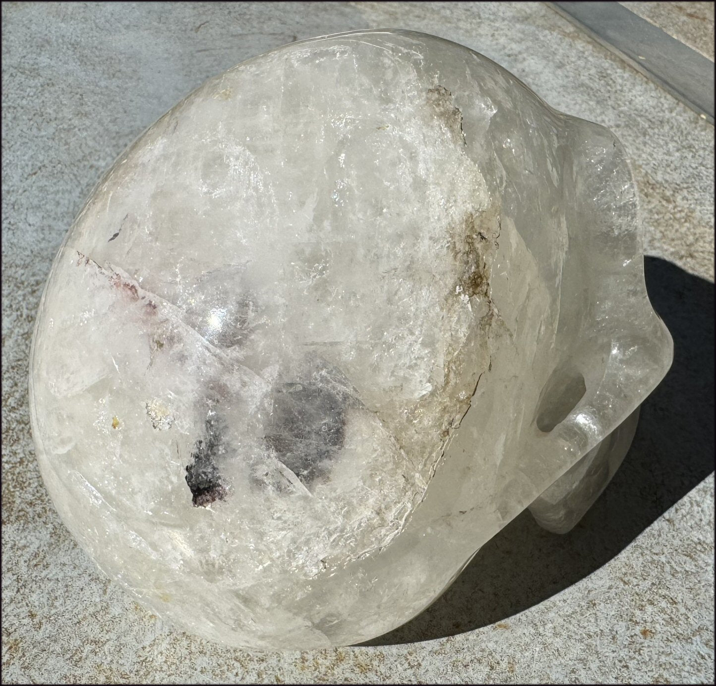 LifeSize Himalayan Quartz Crystal Skull with Multi-Colored Hematite, Fantastic Shimmery Rainbows! - Just over 8lbs