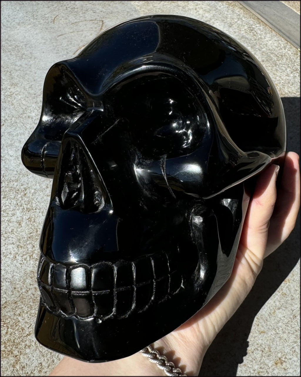 LifeSize BLACK OBSIDIAN Crystal Skull - Protection, Grounding - 10lbs+