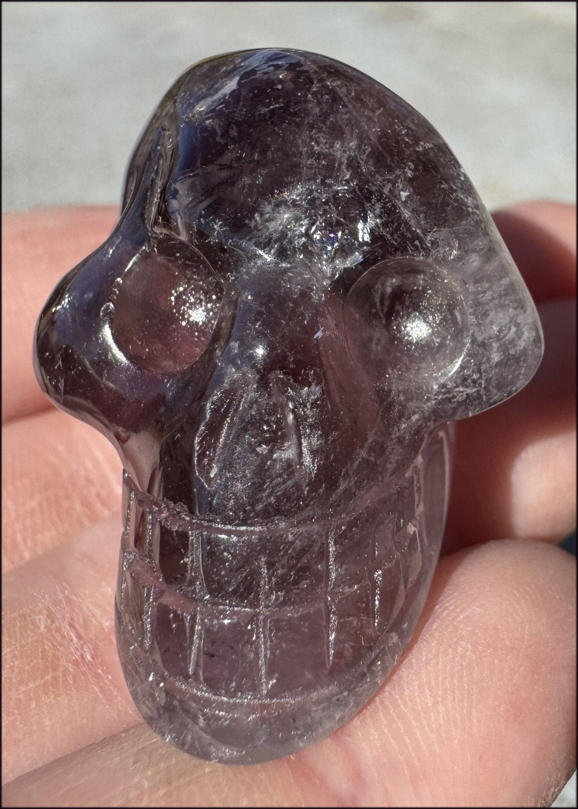 Amethyst ANUNNAKI STYLE Crystal Skull with Smoky Phantoms