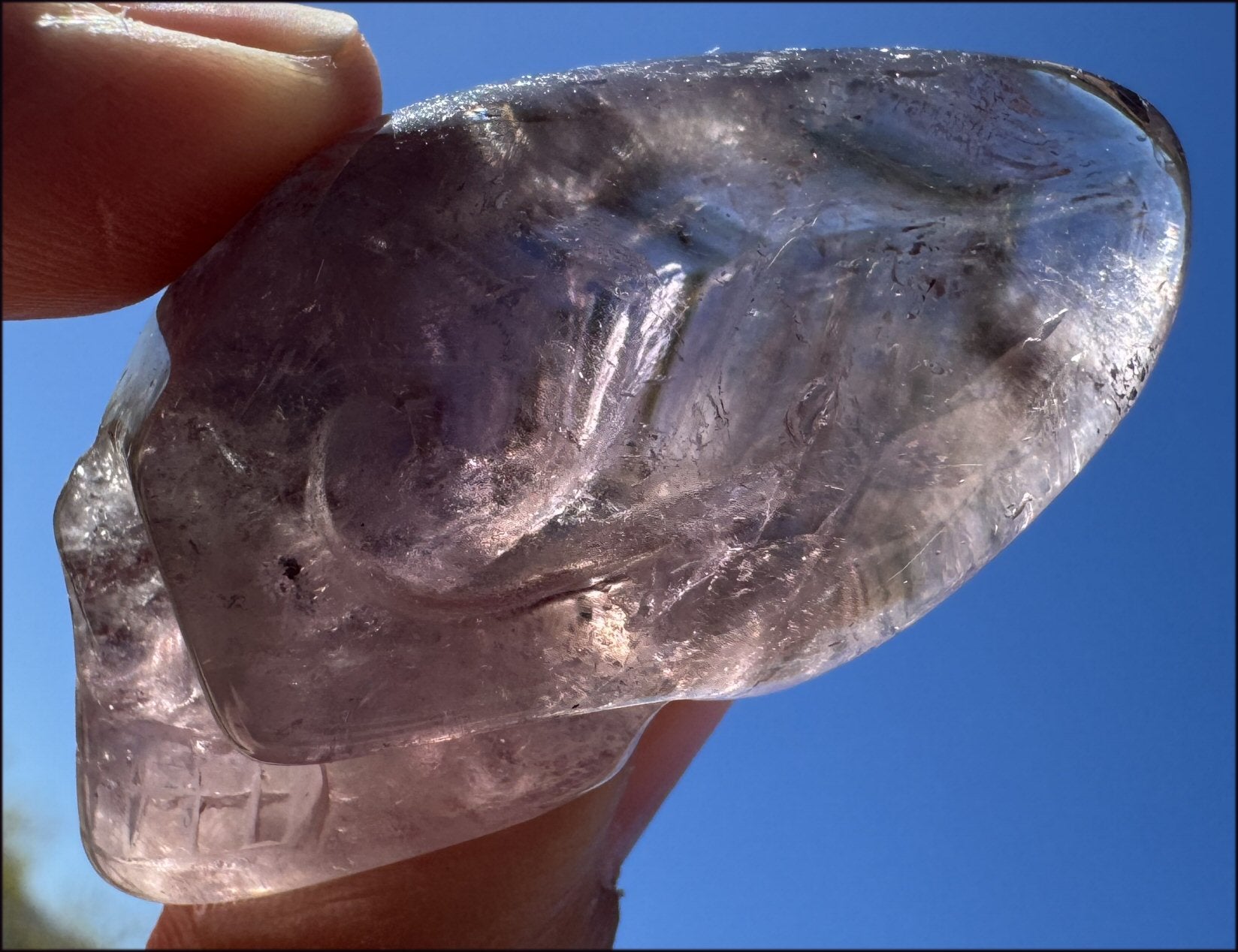 Amethyst ANUNNAKI STYLE Crystal Skull with Smoky Phantoms