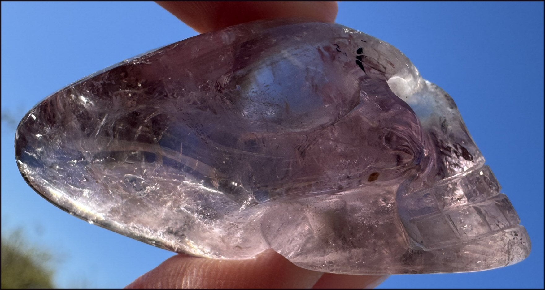 Amethyst ANUNNAKI STYLE Crystal Skull with Smoky Phantoms