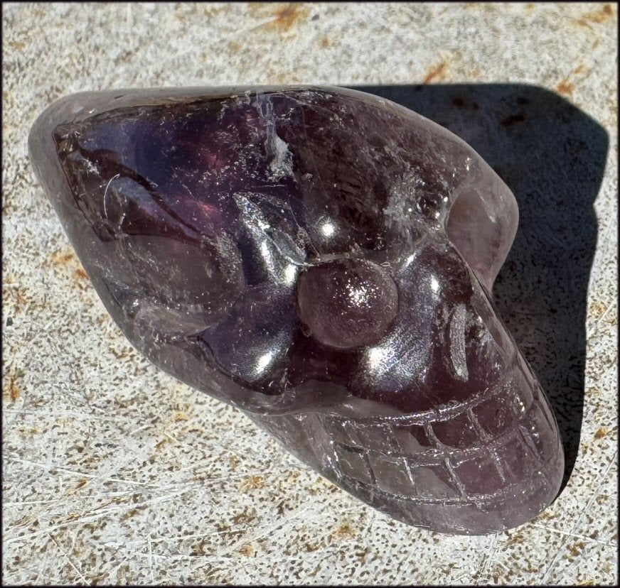 Amethyst ANUNNAKI STYLE Crystal Skull with Smoky Phantoms