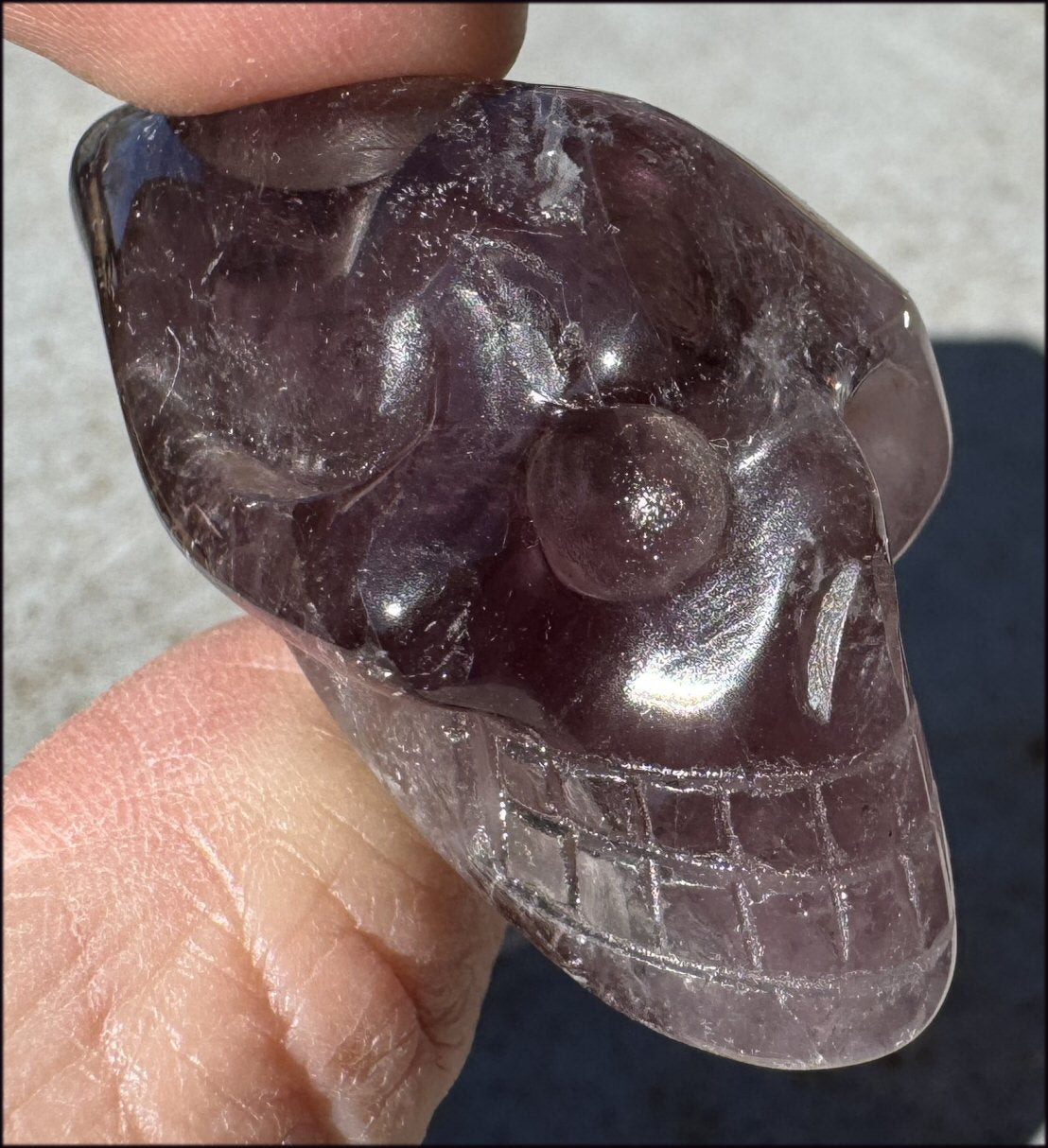 Amethyst ANUNNAKI STYLE Crystal Skull with Smoky Phantoms