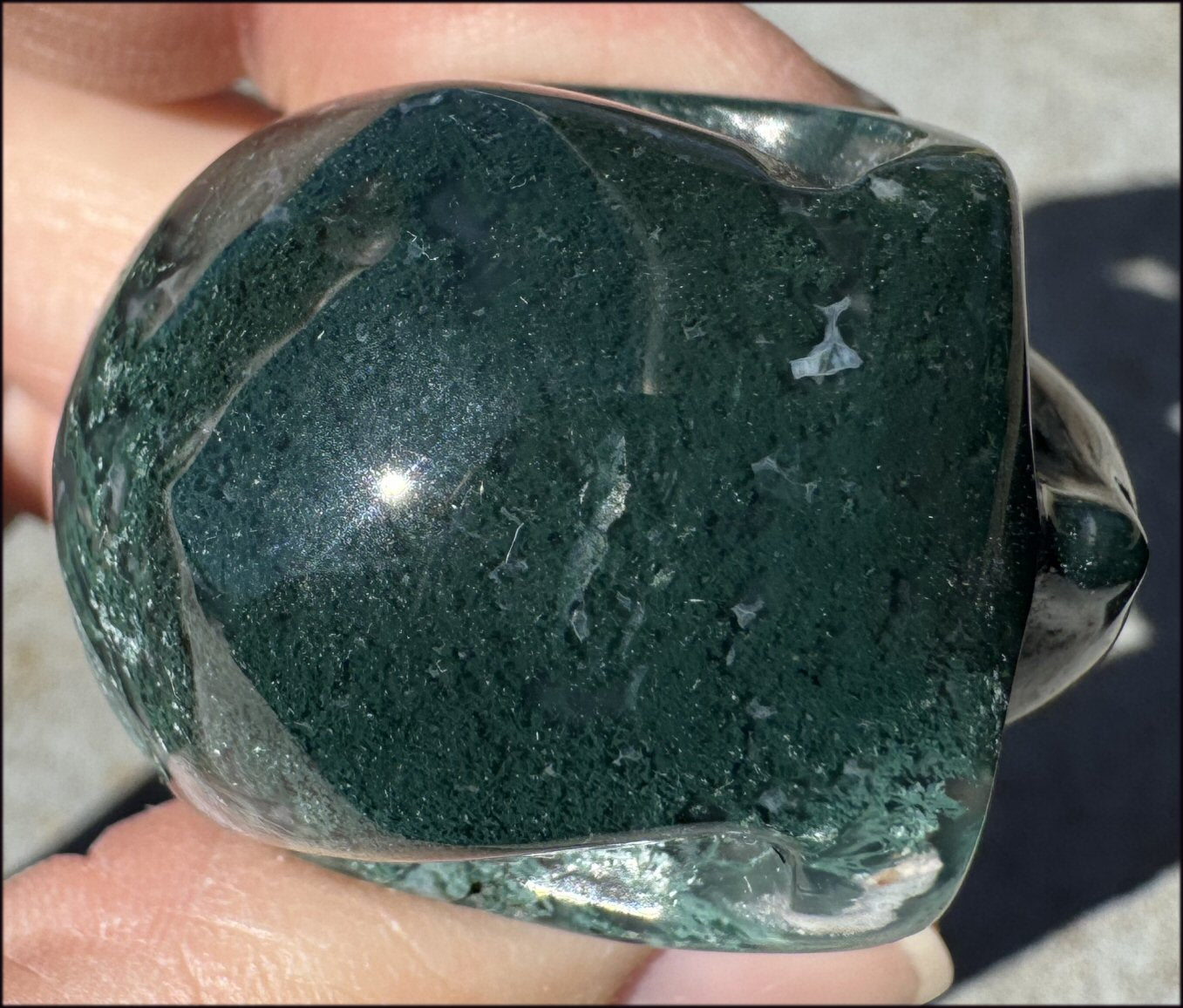 Moss Agate CRYSTAL SKULL - Abundance, Stone of Gardeners - with Synergy 9+ years