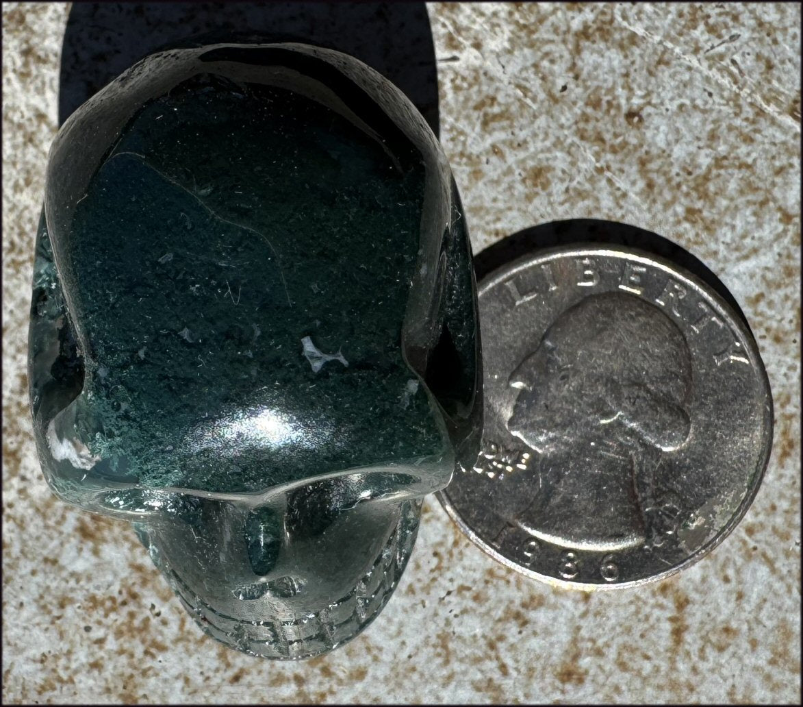 Moss Agate CRYSTAL SKULL - Abundance, Stone of Gardeners - with Synergy 9+ years