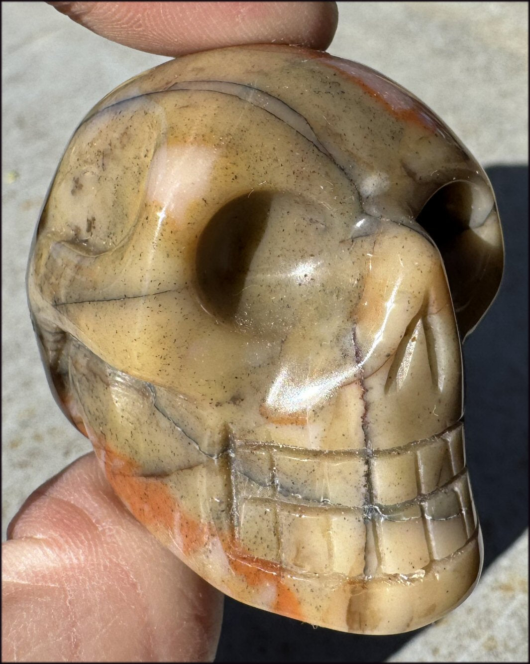 Sunset Jasper Crystal Skull - Re-focus, Mental Clarity - with Synergy 4+ years