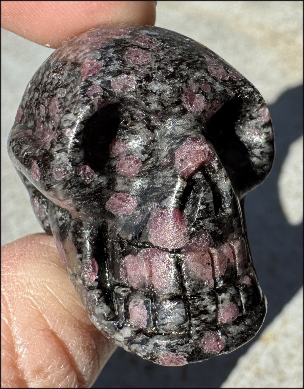 Rhodonite CRYSTAL SKULL - Unconditional Love, Open Heart Chakra