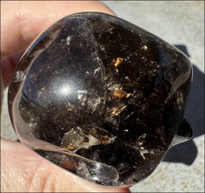 Lg. DARK Smoky Quartz Crystal Skull with Hematite, Rainbows - Dissolve negativity