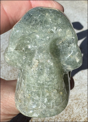 RARE Prehnite CRYSTAL SKULL with Epidote, Amphibole inclusions - with Synergy 13+years