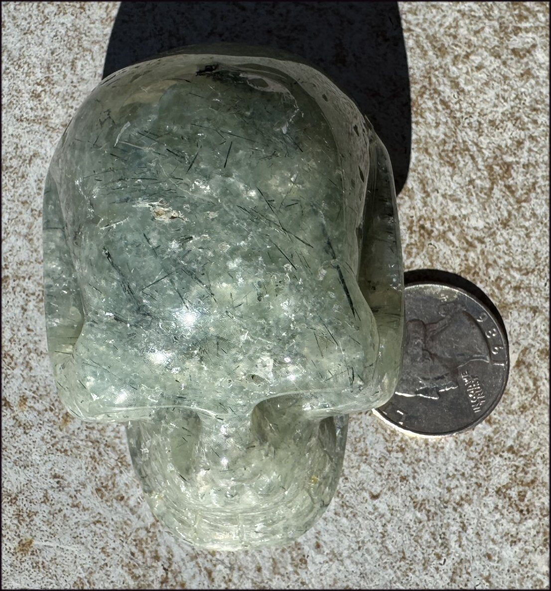 RARE Prehnite CRYSTAL SKULL with Epidote, Amphibole inclusions - with Synergy 13+years