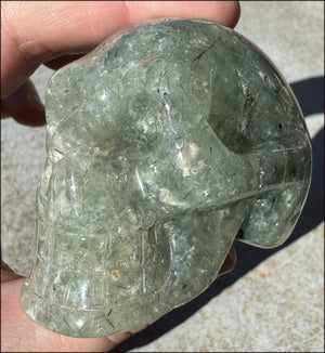 RARE Prehnite CRYSTAL SKULL with Epidote, Amphibole inclusions - with Synergy 13+years