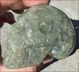 RARE Prehnite CRYSTAL SKULL with Epidote, Amphibole inclusions - with Synergy 13+years