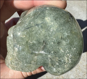 RARE Prehnite CRYSTAL SKULL with Epidote, Amphibole inclusions - with Synergy 13+years