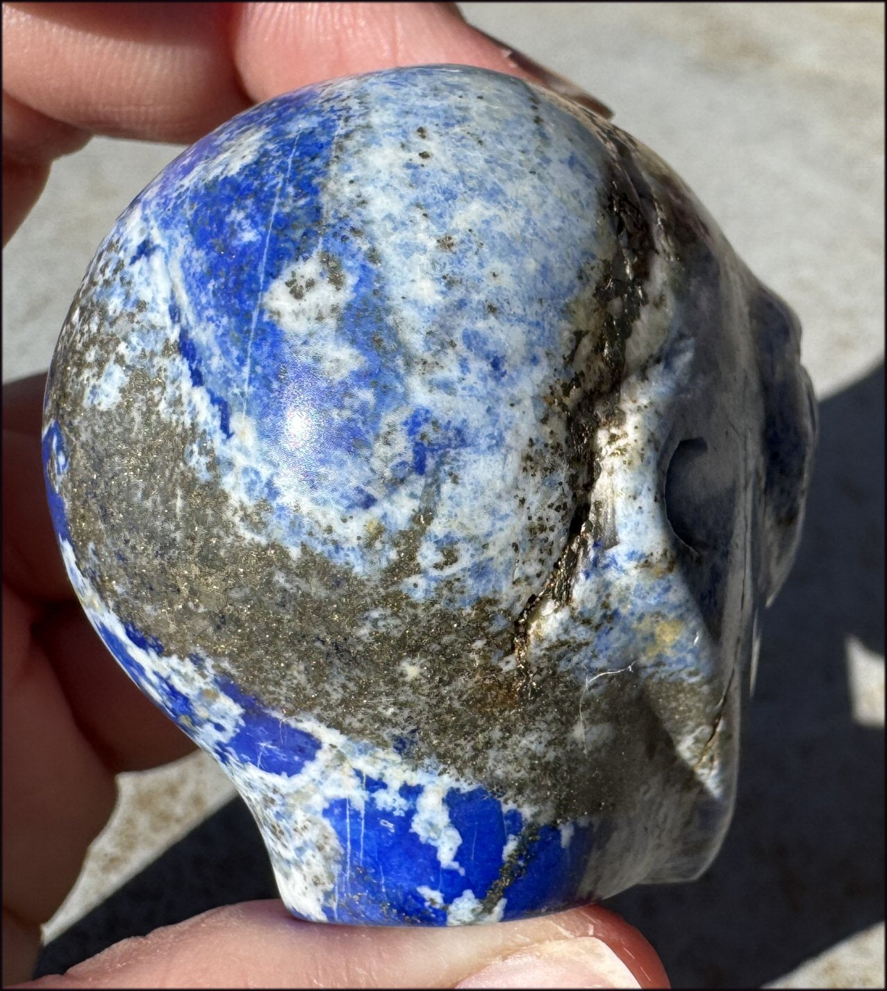 Lapis Lazuli STAR BEING Crystal Skull with Madagascar Labradorite Eyes