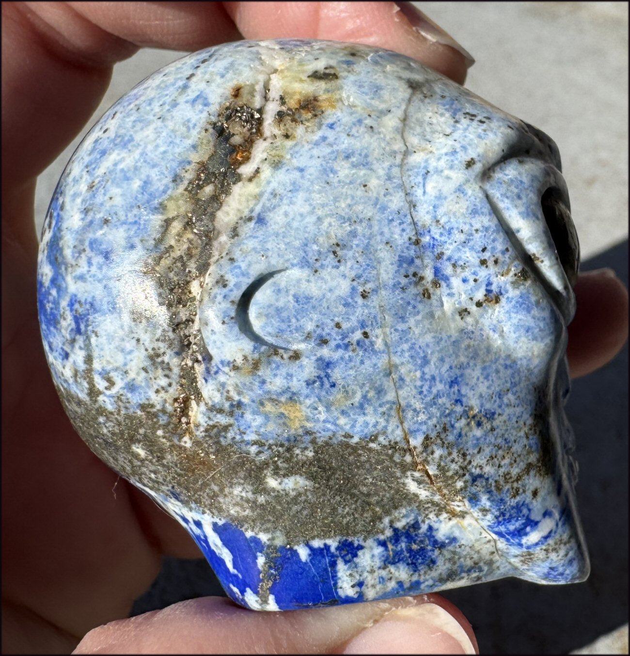 Lapis Lazuli STAR BEING Crystal Skull with Madagascar Labradorite Eyes