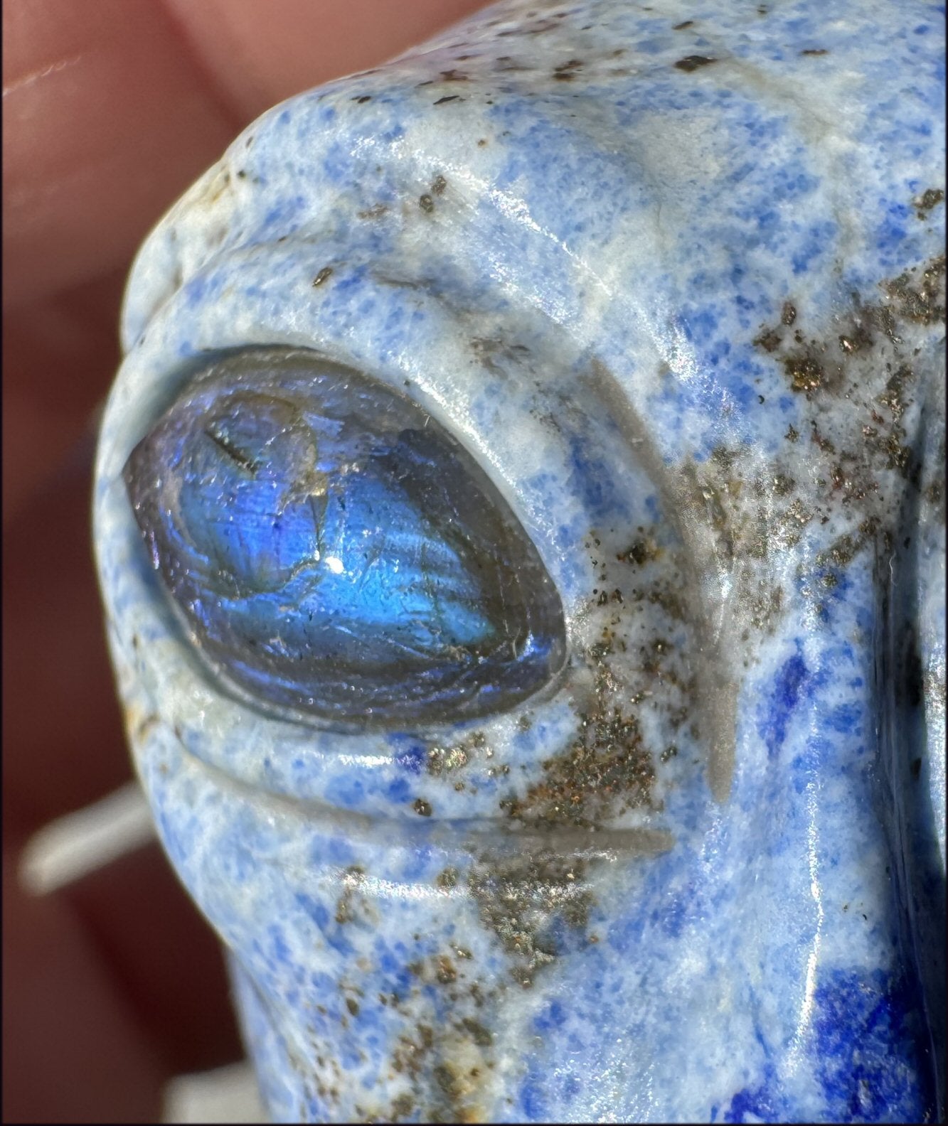 Lapis Lazuli STAR BEING Crystal Skull with Madagascar Labradorite Eyes