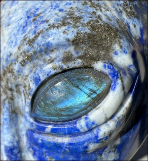 Lapis Lazuli STAR BEING Crystal Skull with Madagascar Labradorite Eyes