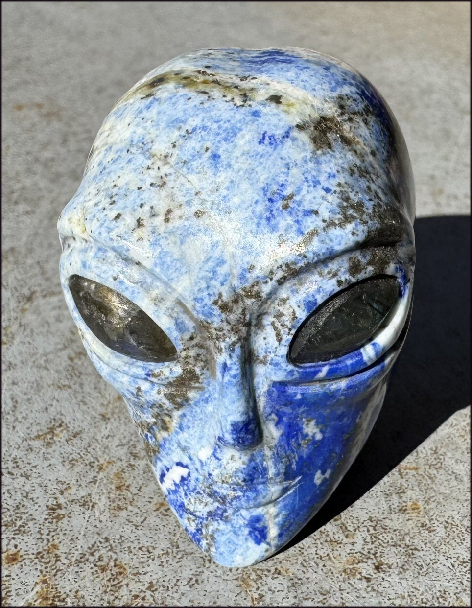 Lapis Lazuli STAR BEING Crystal Skull with Madagascar Labradorite Eyes